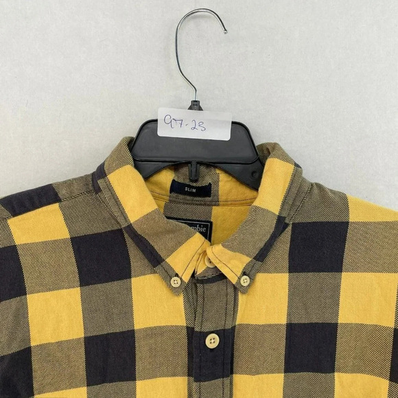 Abercrombie & Fitch Button-Down Shirt Men's Sz XL Yellow Slim Fit Collared - Picture 13 of 13